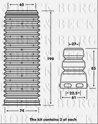 Защитный комплект амортизатора BORG & BECK BPK7001