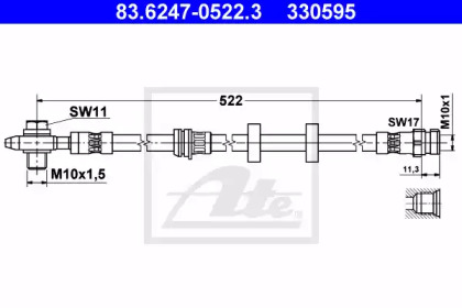 Шланг тормозной передний ATE 83.6247-0522.3