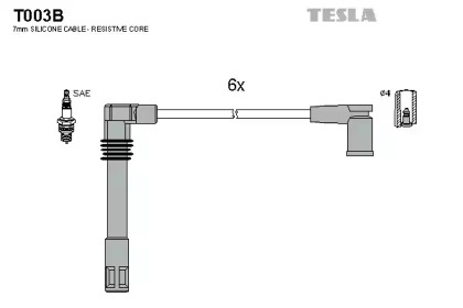 Дроти запалювання високовольтні комплект TESLA T003B