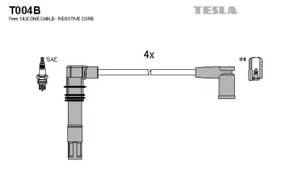 Дроти запалювання високовольтні комплект TESLA T004B