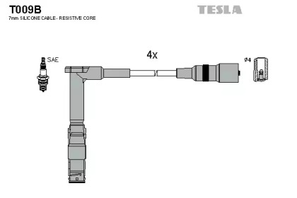Провода зажигания высоковольтные комплект TESLA T009B