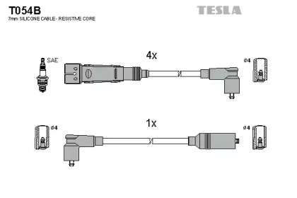 Провода зажигания высоковольтные комплект TESLA T054B