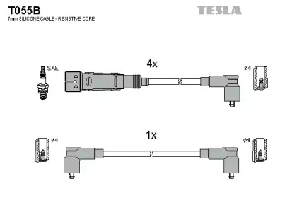 Провода зажигания высоковольтные комплект TESLA T055B
