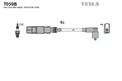 Дроти запалювання високовольтні комплект TESLA T059B