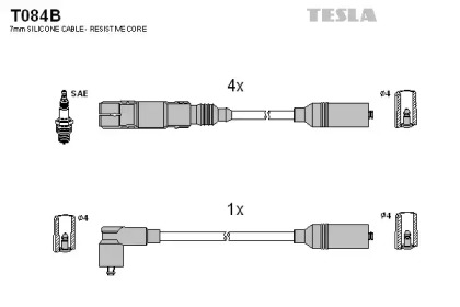 Дроти запалювання високовольтні комплект TESLA T084B