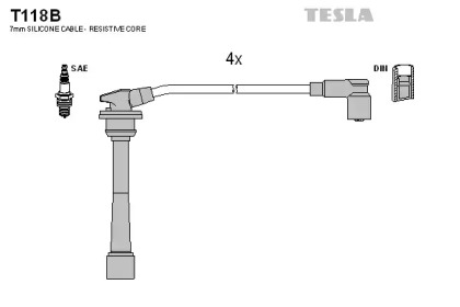 Дроти запалювання високовольтні комплект TESLA T118B