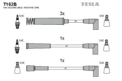Провода зажигания высоковольтные комплект TESLA T162B
