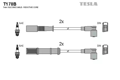 Дроти запалювання високовольтні комплект TESLA T178B