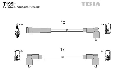 Провода зажигания высоковольтные комплект TESLA T195H