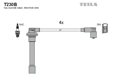 Провода зажигания высоковольтные комплект TESLA T230B