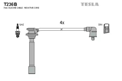Провода зажигания высоковольтные комплект TESLA T236B