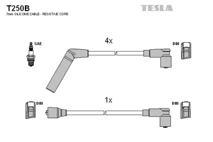 Провода зажигания высоковольтные комплект TESLA T250B