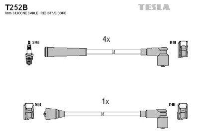 Провода зажигания высоковольтные комплект TESLA T252B