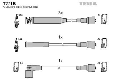 Провода зажигания высоковольтные комплект TESLA T271B