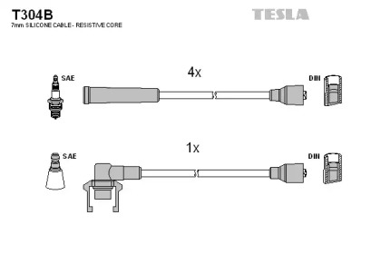 Провода зажигания высоковольтные комплект TESLA T304B