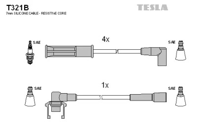 Дроти запалювання високовольтні комплект TESLA T321B