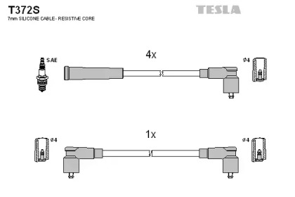 Провода зажигания высоковольтные комплект TESLA T372S