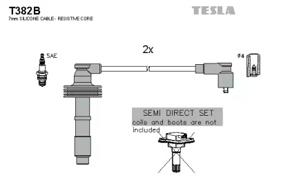 Дроти запалювання високовольтні комплект TESLA T382B