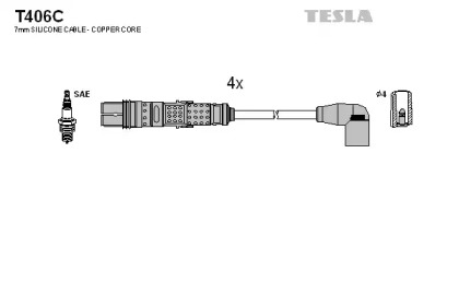 Провода зажигания высоковольтные комплект TESLA T406C