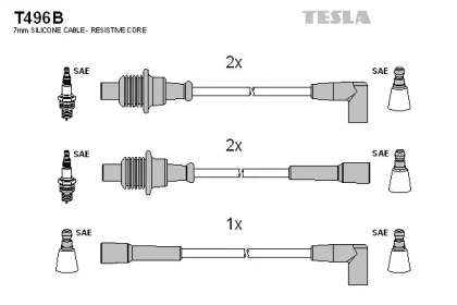 Дроти запалювання високовольтні комплект TESLA T496B