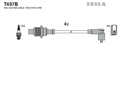 Дроти запалювання високовольтні комплект TESLA T497B