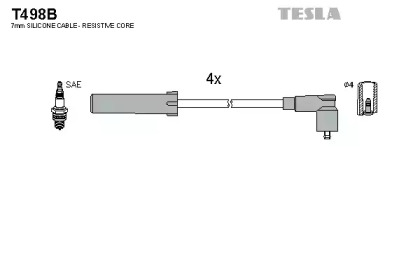 Провода зажигания высоковольтные комплект TESLA T498B