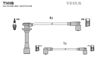 Провода зажигания высоковольтные комплект TESLA T509B