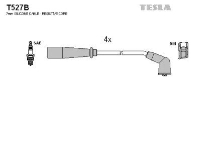 Дроти запалювання високовольтні комплект TESLA T527B