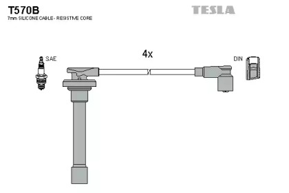 Провода зажигания высоковольтные комплект TESLA T570B