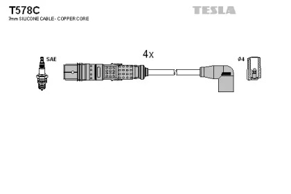 Провода зажигания высоковольтные комплект TESLA T578C