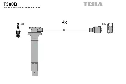 Провода зажигания высоковольтные комплект TESLA T580B
