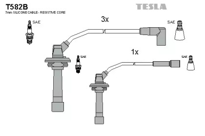 Провода зажигания высоковольтные комплект TESLA T582B