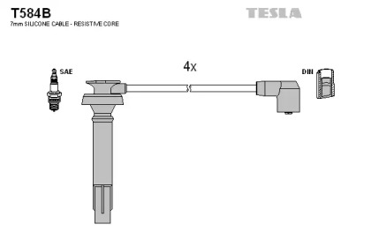 Провода зажигания высоковольтные комплект TESLA T584B