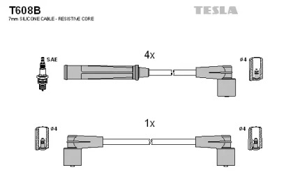 Провода зажигания высоковольтные комплект TESLA T608B