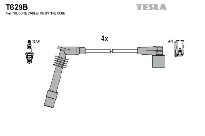 Провода зажигания высоковольтные комплект TESLA T629B