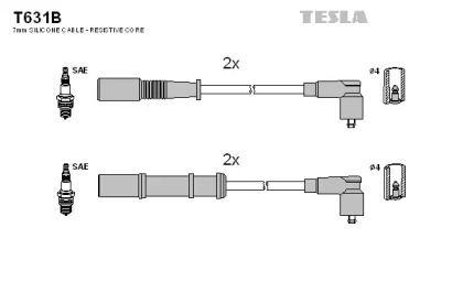 Дроти запалювання високовольтні комплект TESLA T631B