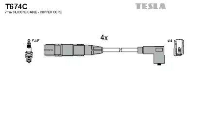 Провода зажигания высоковольтные комплект TESLA T674C