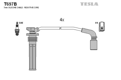 Провода зажигания высоковольтные комплект TESLA T697B