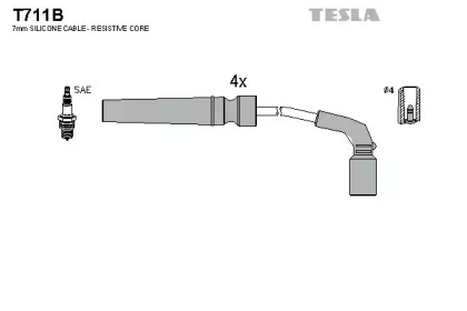 Дроти запалювання високовольтні комплект TESLA T711B