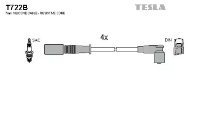 Провода зажигания высоковольтные комплект TESLA T722B
