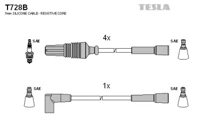 Провода зажигания высоковольтные комплект TESLA T728B
