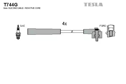 Провода зажигания высоковольтные комплект TESLA T744G