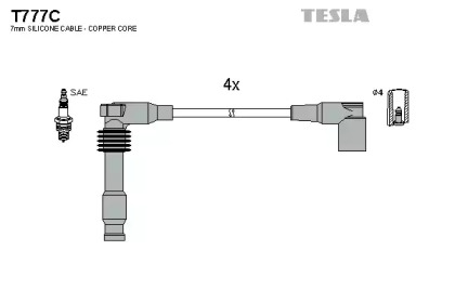 Дроти запалювання високовольтні комплект TESLA T777C
