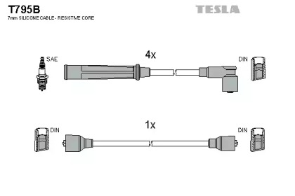 Провода зажигания высоковольтные комплект TESLA T795B