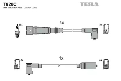 Провода зажигания высоковольтные комплект TESLA T820C