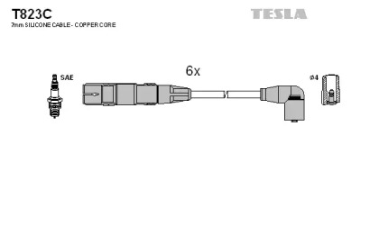 Провода зажигания высоковольтные комплект TESLA T823C
