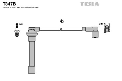 Дроти запалювання високовольтні комплект TESLA T847B