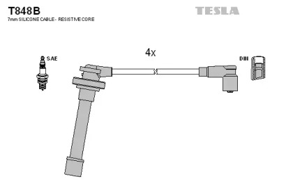 Провода зажигания высоковольтные комплект TESLA T848B