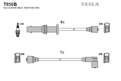 Провода зажигания высоковольтные комплект TESLA T850B