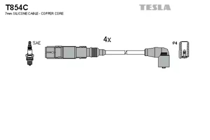 Дроти запалювання високовольтні комплект TESLA T854C